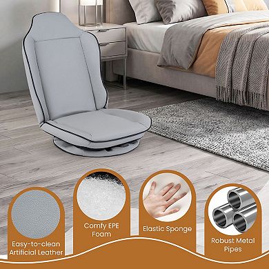 Costway 360° Swivel Floor Gaming Chair with 5-Level Adjustable Backrest&Padded Seat Cushion