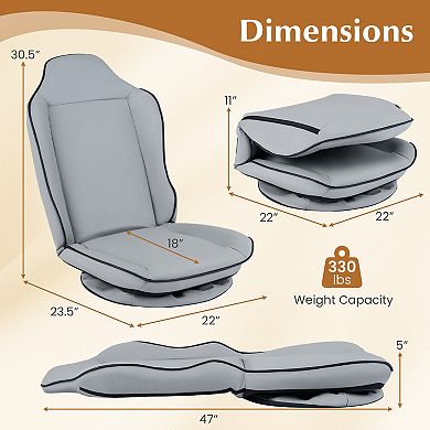 Costway 360° Swivel Floor Gaming Chair with 5-Level Adjustable Backrest&Padded Seat Cushion