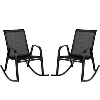 Costway Patio Rocking Chair Heavy-Duty Metal Rocker Outdoor Anti-Slip