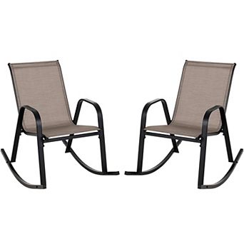 Costway Patio Rocking Chair Heavy-Duty Metal Rocker Outdoor Anti-Slip