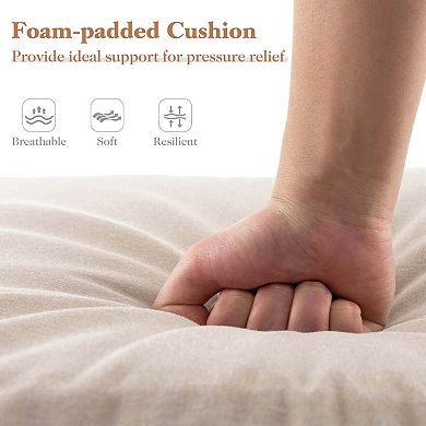 Costway Outdoor Chaise Lounge Cushion with Hook & Loop Fastener Fixing Straps Patio