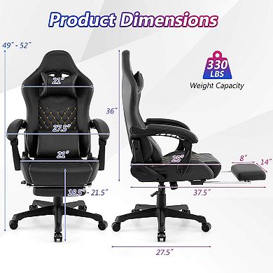Costway Gaming Chair with Footrest Ergonomic Video Game Computer Chair with Headrest