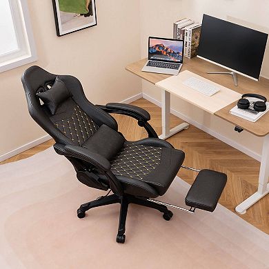 Costway Gaming Chair with Footrest Ergonomic Video Game Computer Chair with Headrest