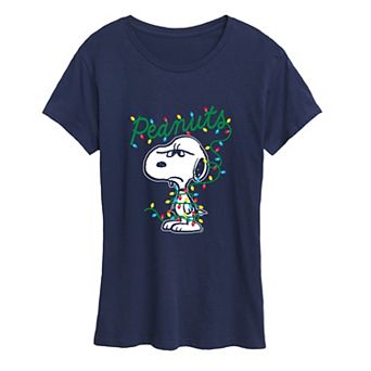 Women's Peanuts Snoopy Christmas Lights Graphic Tee