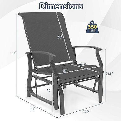 Costway Porch Gliders Set with Reclined High Back Breathable Mesh Fabric Metal Frame
