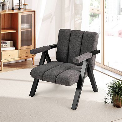 Costway Oversized Accent Chair with Metal Frame & Armrests Mid-century Modern Armchair