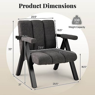 Costway Oversized Accent Chair with Metal Frame & Armrests Mid-century Modern Armchair