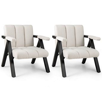 Costway Oversized Accent Chair with Metal Frame & Armrests Mid-century Modern Armchair