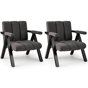 Costway Oversized Accent Chair with Metal Frame & Armrests Mid-century Modern Armchair