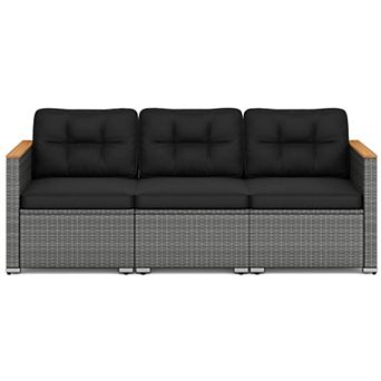 Costway 3-Seat Patio Couch Sofa PE Rattan Wicker Outdoor Loveseat Furniture Set