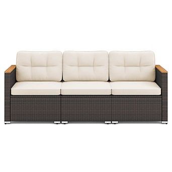 Costway 3-Seat Patio Couch Sofa PE Rattan Wicker Outdoor Loveseat Furniture Set