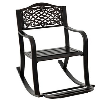 Costway Patio Rocking Chair Outdoor Cast Aluminum Rocker with Footrest & Backrest
