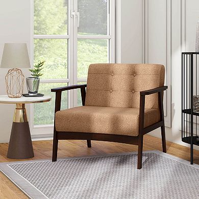 Costway 2PCS Accent Chair Button Tufted Mid-century Modern Lounge Chair with Armrest