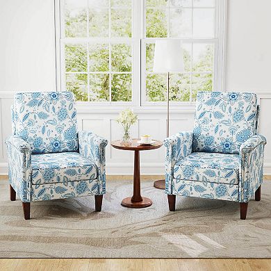 Costway Floral Accent Chair with Solid Wood Legs & High Back Thick Comfy Cushions