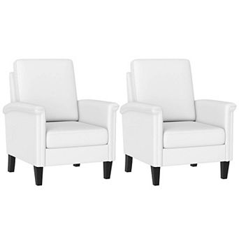 Costway Floral Accent Chair with Solid Wood Legs & High Back Thick Comfy Cushions