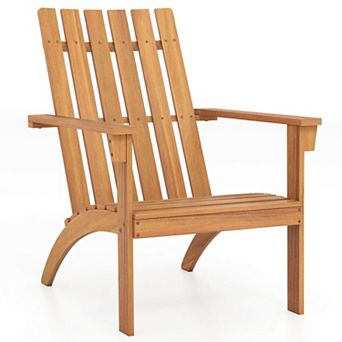 Costway Patio Adirondack Chair with Inclined Seat High Backrest for Porch Backyard Poolside