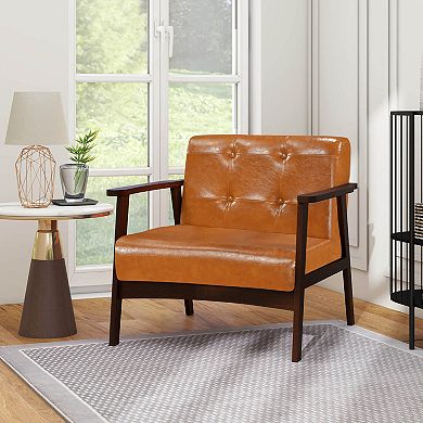 Costway Accent Chair Button Tufted Mid-century Modern Lounge Chair with Armrest