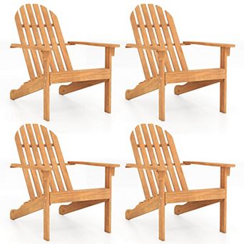 Costway Patio Adirondack Chair with Inclined Seat High Backrest for Porch Backyard
