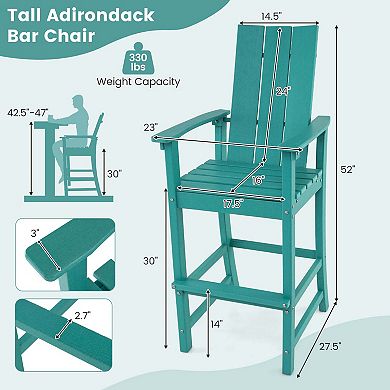 Costway Tall Adirondack Chair with Ergonomic Backrest Armrests & Footrest for Backyard