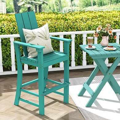Costway Tall Adirondack Chair with Ergonomic Backrest Armrests & Footrest for Backyard