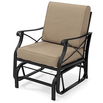 Costway Outdoor Glider Rocking Chair Patio Gliding Chair Furniture with Metal Frame