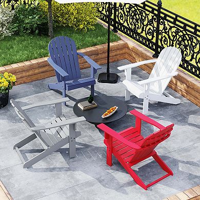 Costway Patio Adirondack Chair with Inclined Seat High Backrest & Wide Armrests
