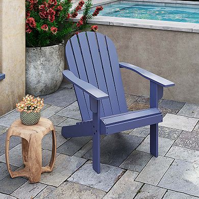 Costway Patio Adirondack Chair with Inclined Seat High Backrest & Wide Armrests