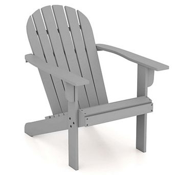 Costway Patio Adirondack Chair with Inclined Seat High Backrest & Wide Armrests