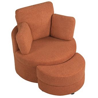 Costway 360° Swivel Accent Chair with Half Moon Storage Ottoman 3 Removable Pillows