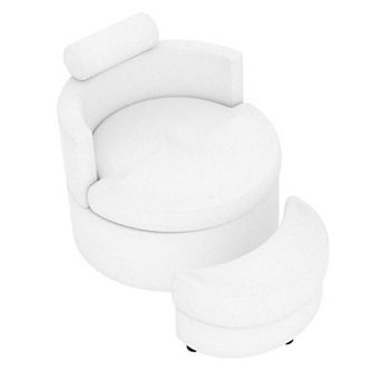Costway 360° Swivel Accent Chair with Half Moon Storage Ottoman 3 Removable Pillows