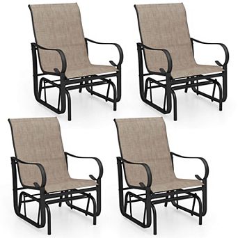 Costway Outdoor Glider Chairs Set with High Backrest Mesh Fabric Metal Frame for Porch