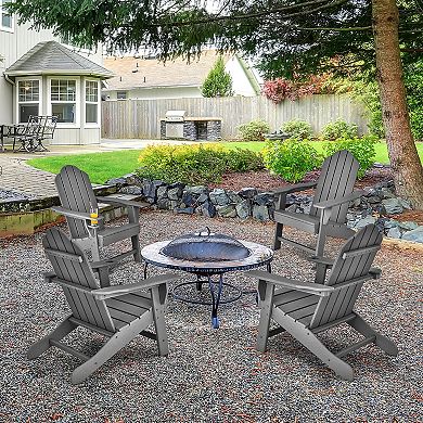 Costway Patio Adirondack Chair Weather Resistant Garden Deck with Cup Holder