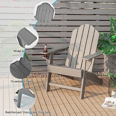 Costway Patio Adirondack Chair Weather Resistant Garden Deck with Cup Holder