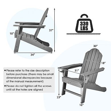 Costway Patio Adirondack Chair Weather Resistant Garden Deck with Cup Holder