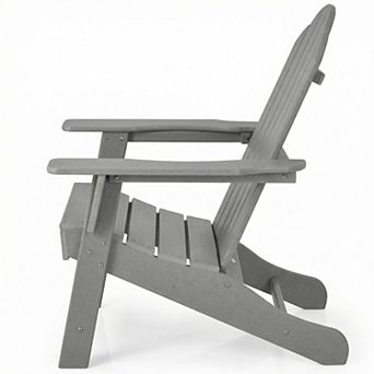 Costway Patio Adirondack Chair Weather Resistant Garden Deck with Cup Holder