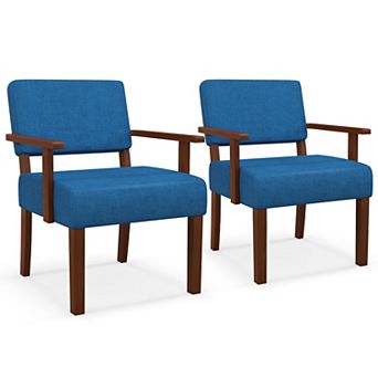Costway Linen Accent Chair Living Room Chair with Soft Padded Seat & Backrest