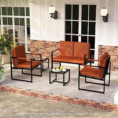 Costway Modern Accent Chair Set of 2 PU Leather Upholstered Armchairswith Solid Metal Frame