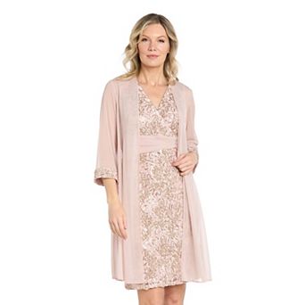 Petite R&M Richards Floral Lace Sequin Jacket Dress Set