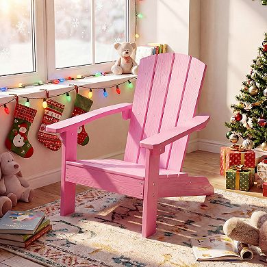 Costway Kids Adirondack Chair with High Backrest Armrests Fire Pit Chair for Kids Ages 3-8