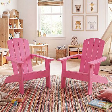 Costway Kids Adirondack Chair with High Backrest Armrests Fire Pit Chair for Kids Ages 3-8