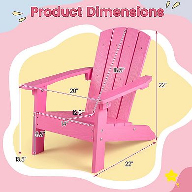 Costway Kids Adirondack Chair with High Backrest Armrests Fire Pit Chair for Kids Ages 3-8