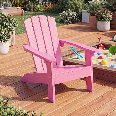 Costway Kids Adirondack Chair with High Backrest Armrests Fire Pit Chair for Kids Ages 3-8