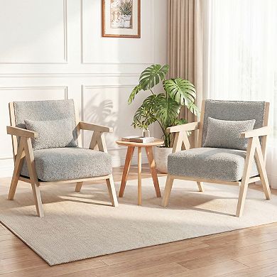 Costway Mid-Century Modern Accent Chair Artificial Leather Sofa Chair with Backrest