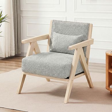 Costway Mid-Century Modern Accent Chair Artificial Leather Sofa Chair with Backrest