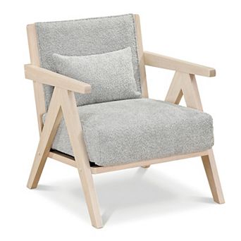 Costway Mid-Century Modern Accent Chair Artificial Leather Sofa Chair with Backrest