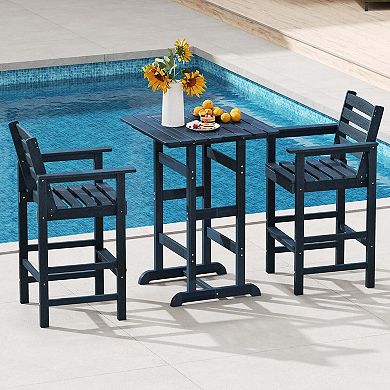 Costway Patio Adirondack Bar Chairs Set of 2 with Wide Armrests & Footrest Backrest