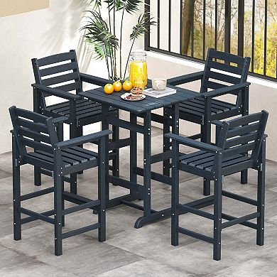 Costway Patio Adirondack Bar Chairs Set of 2 with Wide Armrests & Footrest Backrest
