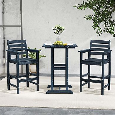 Costway Patio Adirondack Bar Chairs Set of 2 with Wide Armrests & Footrest Backrest