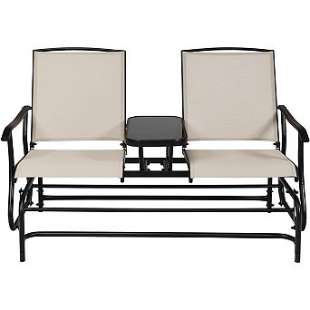 Costway 2 Person Outdoor Patio Double Glider Chair Loveseat Rocking
