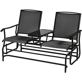 Costway 2 Person Outdoor Patio Double Glider Chair Loveseat Rocking